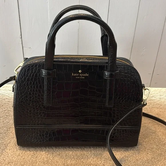 Kate Spade Black Purse with Strap crocodile style - Picture 2 of 6